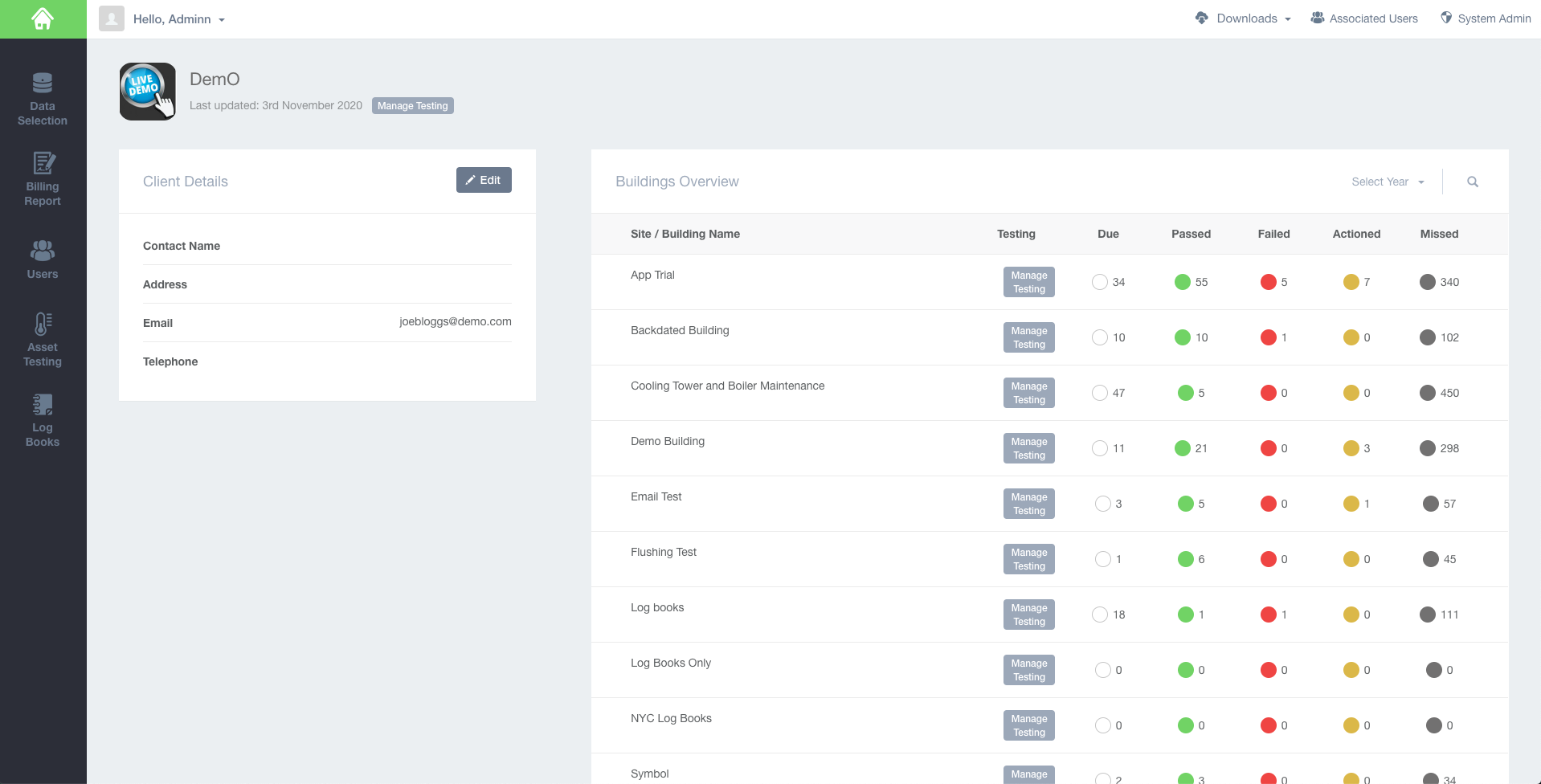 Compli App dashboard demo